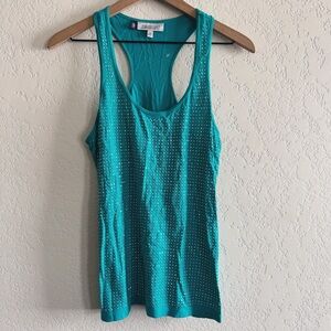 Jennifer Lopez Teal Rhinestone Tank Top